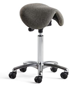 Sedlová kancelárska stolička DERBY, šedo-béžová tkanina