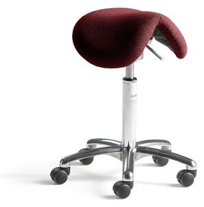 Sedlová kancelárska stolička DERBY FLEX, vínovo červená tkanina