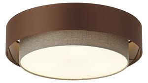Moderné stropné svietidlo tmavý bronz s farbou taupe 50cm 3-svetlá - Drum Duo