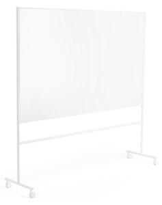 Biela magnetická tabuľa s kolieskami EMMA, obojstranná, 2000x1200 mm, biely rám