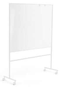 Biela magnetická tabuľa s kolieskami EMMA, obojstranná, 1500x1200 mm, biely rám