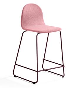 Barová stolička GANDER, s klzákmi, výška sedu 630 mm, čalúnená, červená