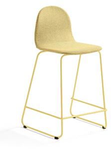 Barová stolička GANDER, s klzákmi, výška sedu 630 mm, čalúnená, horčicová