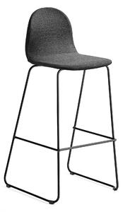 Barová stolička GANDER, s klzákmi, výška sedu 790 mm, čalúnená, čierna