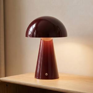 Lindby Akumulátorová stolná lampa LED Nevijo, červená, Ø 20 cm, USB, stmievač, Červená, Obývacia izba / jedáleň, kov, Moderný, Stojacie svietidlo