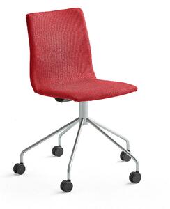 Konferenčná stolička OTTAWA, s kolieskami, červená, šedá