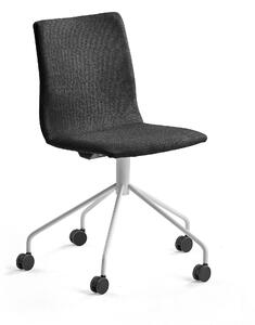 Konferenčná stolička OTTAWA, s kolieskami, čierna, biela