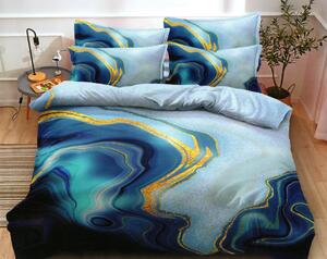 Obojstranné posteľné obliečky PEB-784 v modrej farbe Varianta: 3 dielna sada: 200x220cm + 2 obliečky 70x80cm