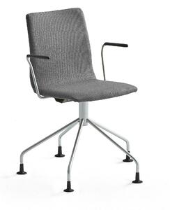 Konferenčná stolička OTTAWA, s opierkami rúk, pavúčia podnož, šedá