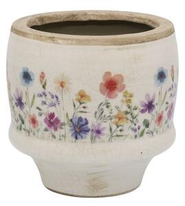 Béžový antik keramický obal kvetináč s kvetmi Fleurville S - Ø 12*10 cm - Chic Antique