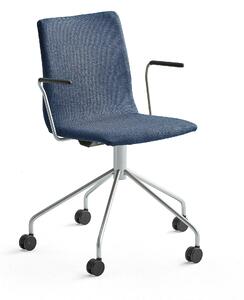 Konferenčná stolička OTTAWA, s kolieskami a opierkami rúk, modrá/šedá