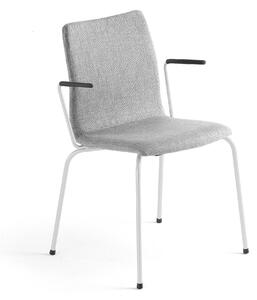 Konferenčná stolička OTTAWA, s opierkami rúk, strieborná/biela