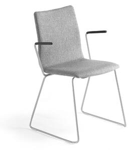 Konferenčná stolička OTTAWA, s klzákmi a opierkami rúk, strieborná/šedá