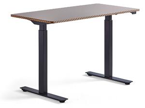 Výškovo nastaviteľný stôl NOVUS, 1200x600 mm, čierny rám, ílovošedá doska