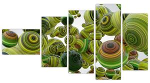 Abstraktný obraz - zelené gule (Obraz 110x60cm)