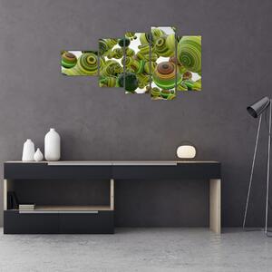 Abstraktný obraz - zelené gule (Obraz 110x60cm)