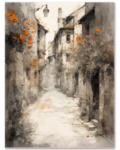 Tichá ulička – romantický obraz historického mesta 30x40cm
