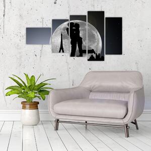 Silueta zamilovaného páru - moderný obraz (Obraz 110x60cm)