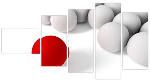 Červená guľa medzi bielymi - abstraktný obraz (Obraz 110x60cm)