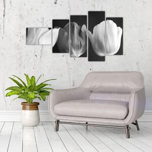 Čiernobiely obraz - tri tulipány (Obraz 110x60cm)