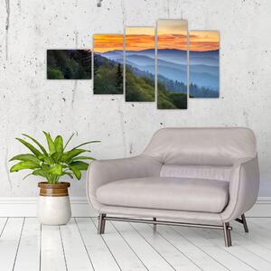 Obraz horskej krajiny pri západe slnka (Obraz 110x60cm)