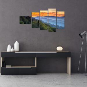 Obraz horskej krajiny pri západe slnka (Obraz 110x60cm)