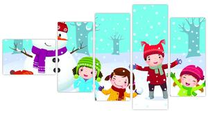 Obraz detí na snehu (Obraz 110x60cm)