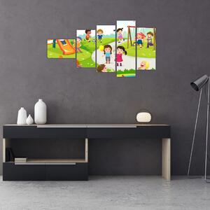 Detský obraz - deti na ihrisku (Obraz 110x60cm)
