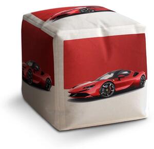 Sablio Taburet Cube Ferrari na červeno-bielej - 40x40x40 cm