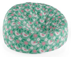 Sablio Sedací vak Cocoon Kvetiny a vtáčiky - 75 x 45 x 35 cm