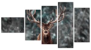 Obraz - jeleň v zime (Obraz 110x60cm)