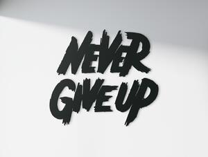 Drevko AKCIA - Drevená nálepka Never give up, Biela