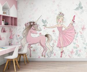Tapety Princezná a ružový jednorožec, Detské fototapety, Fototapety pre dievčatá, u95007 : Uwalls.sk