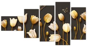 Obraz zlatých tulipánov (Obraz 110x60cm)