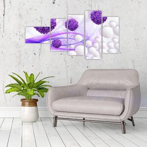 Obraz fialových kvetov a bielych gulí (Obraz 110x60cm)