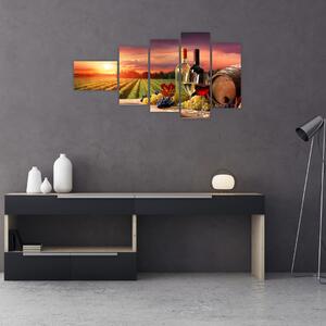 Obraz - víno a vinice pri západe slnka (Obraz 110x60cm)