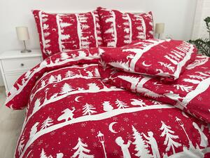 Písecké lůžkoviny Bavlnené obliečky Vianočný čas Červený Zapínanie: Gombík, Veľkosť vankúše: 70x90, Veľkosť prikrývky: 140x220