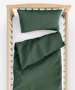 Goldea vianočné mušelínové obliečky do detskej postieľky – tmavo zelené 90 x 120 a 40 x 60 cm