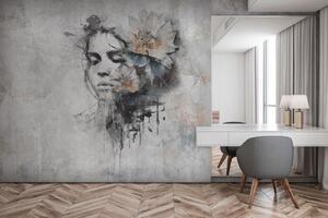 Tapety Silueta dievčenskej tváre na betónovej stene, Fototapety loft, u96118 : Uwalls.sk
