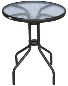 Outsunny záhradný stôl, sklenený stôl, bistro stôl, balkónový stôl, bezpečnostné sklo, priemer 60 cm, výška 70 cm