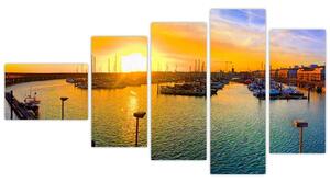 Obraz prístavu pri zapadajúcom slnku (Obraz 110x60cm)