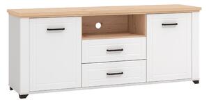 SKRINKA POD TV, biela, dub artisan, 161/67/41 cm Landscape - TV nábytok
