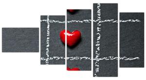 Šachovnica s červenými srdci (Obraz 110x60cm)