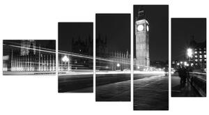 Čiernobiely obraz Londýna - Big ben (Obraz 110x60cm)