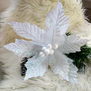 Kvet dekoračný biely perleťový 26 cm