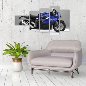 Obraz modrého motocykla (Obraz 110x60cm)