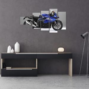 Obraz modrého motocykla (Obraz 110x60cm)