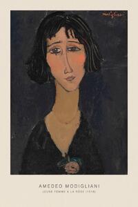 Umelecká tlač Jeune femme a la rose, Margherita (Portrait of a Beautiful Girl) - Amedeo Modigliani, (26.7 x 40 cm)