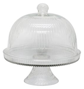 Sklenený poklop na nohe s brúsenými detailmi číry – Ø 30*31 cm - Chic Antique