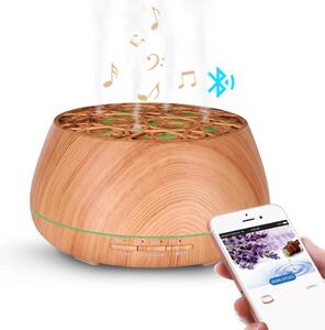GoldSun Aroma Difuzér Slack 400ml osviežovač a zvlhčovač vzduchu Music & Bluetooth - Svetlé drevo